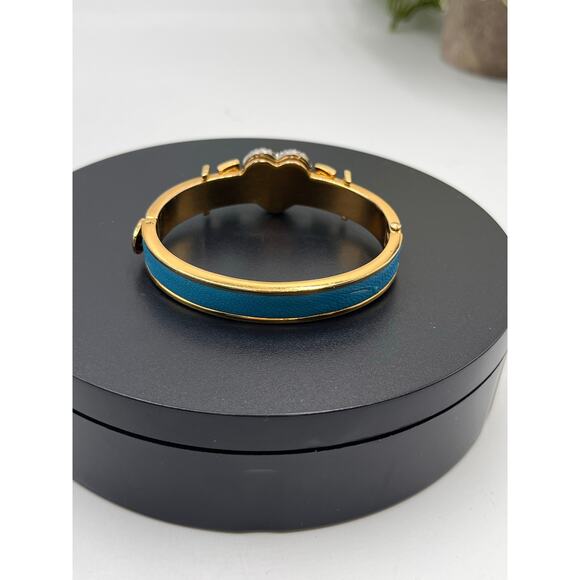 Juicy Couture Blue Leather Pave
Heart Hinged Gold Tone Buckle Bangle - Picture 2 of 9